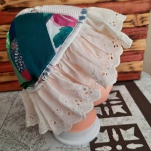 Toddler patch quilt hat vtg eyelet upcycled handmade